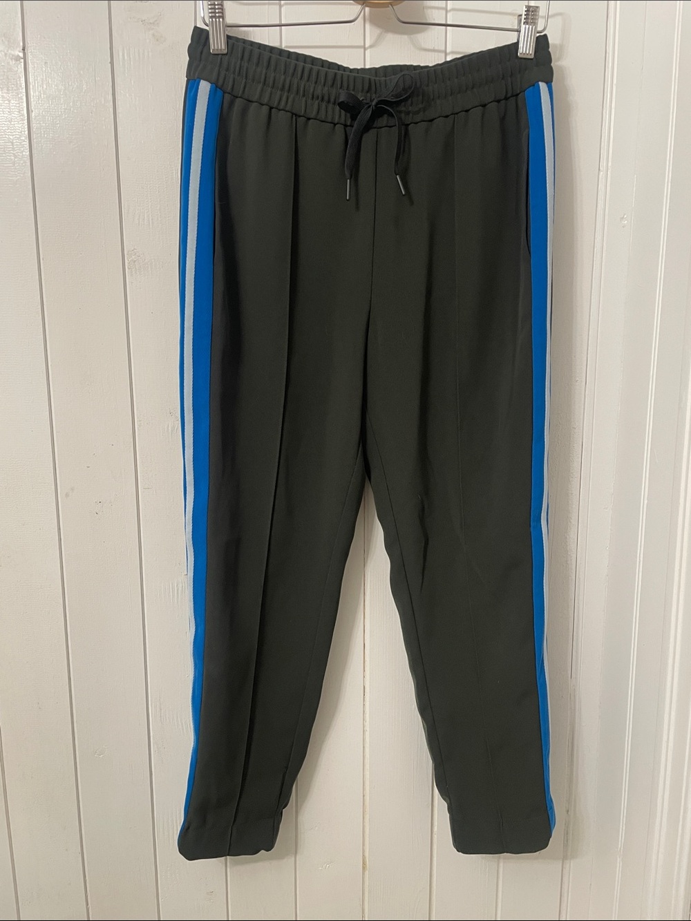 ME+EM Olive Joggers with Blue Side Stripes